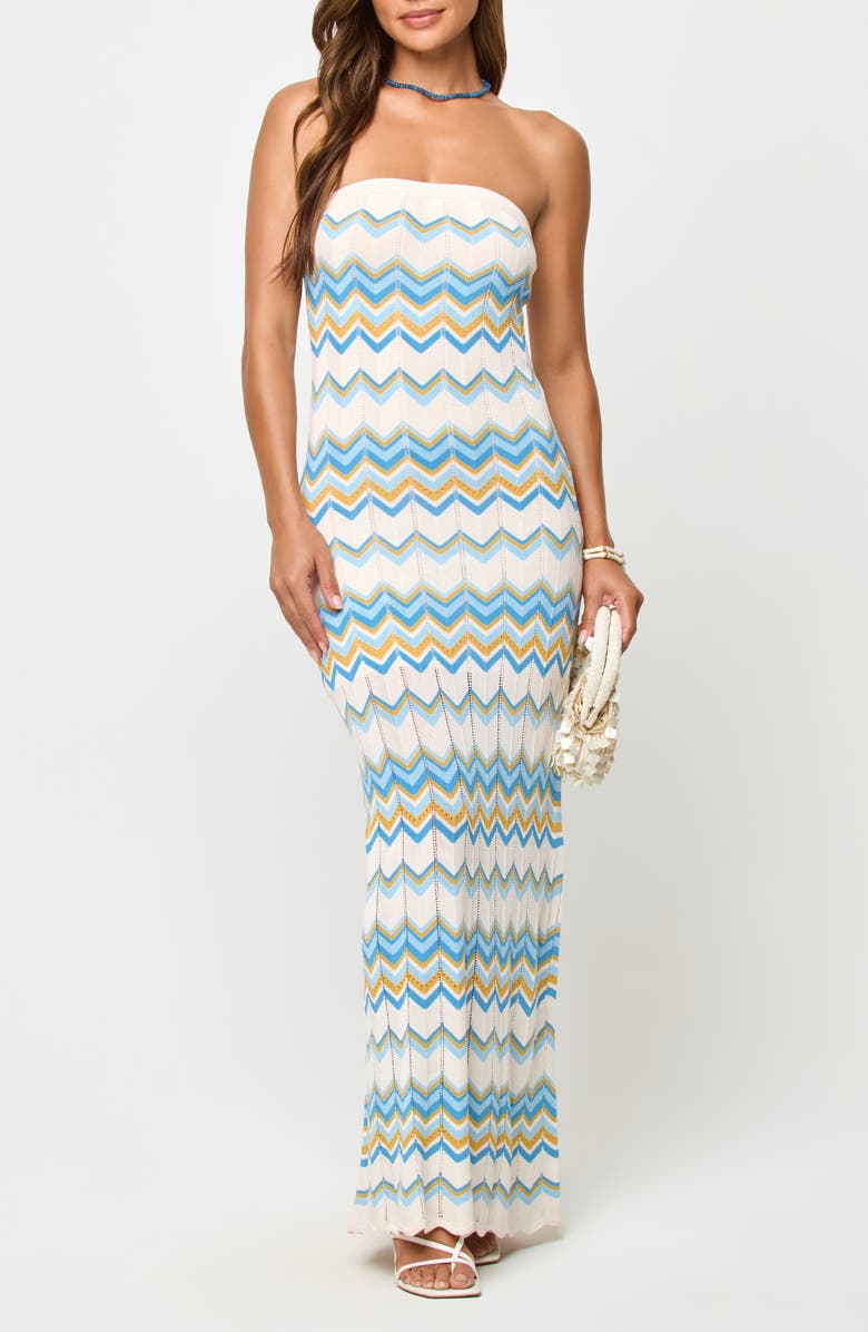 LSPACE Hallie Strapless Maxi Cover-Up Dress, Main, color, Gold Coast