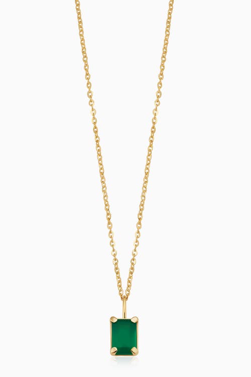 Oradina 14k Gold Date Me Birthstone Pendant Necklace In Green Agate - May