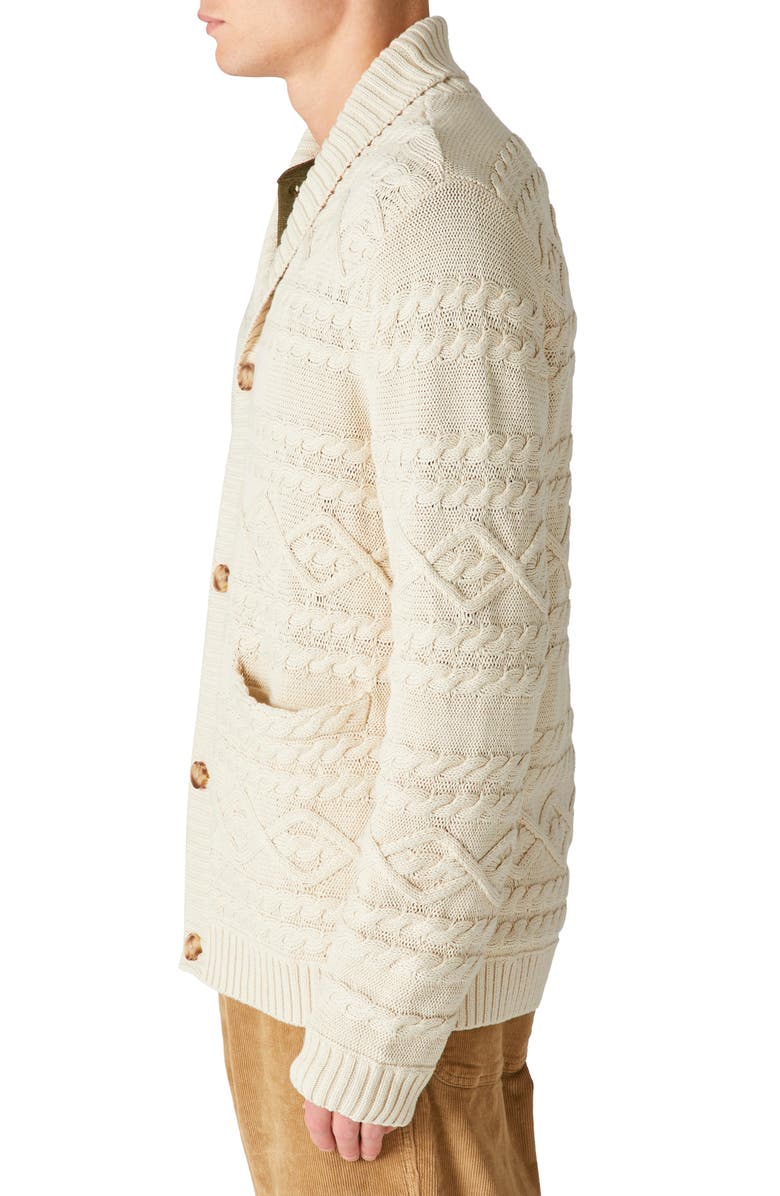 Lucky Brand Shawl Collar Cable Stitch Cardigan, Alternate, color,