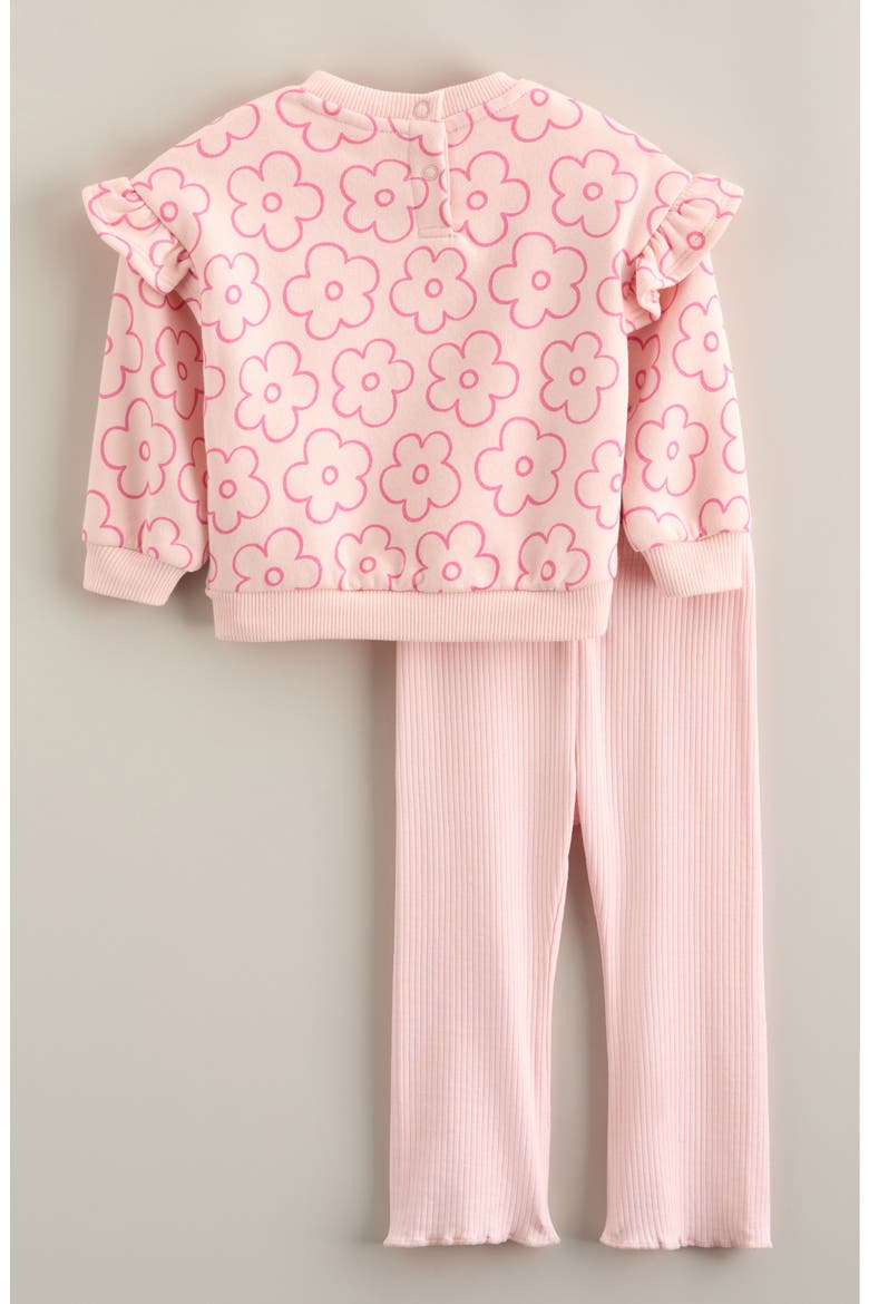 Ruffle Trim Sweatshirt & Leggings Set, Alternate, color, PINK POPPY DAISY- PINK