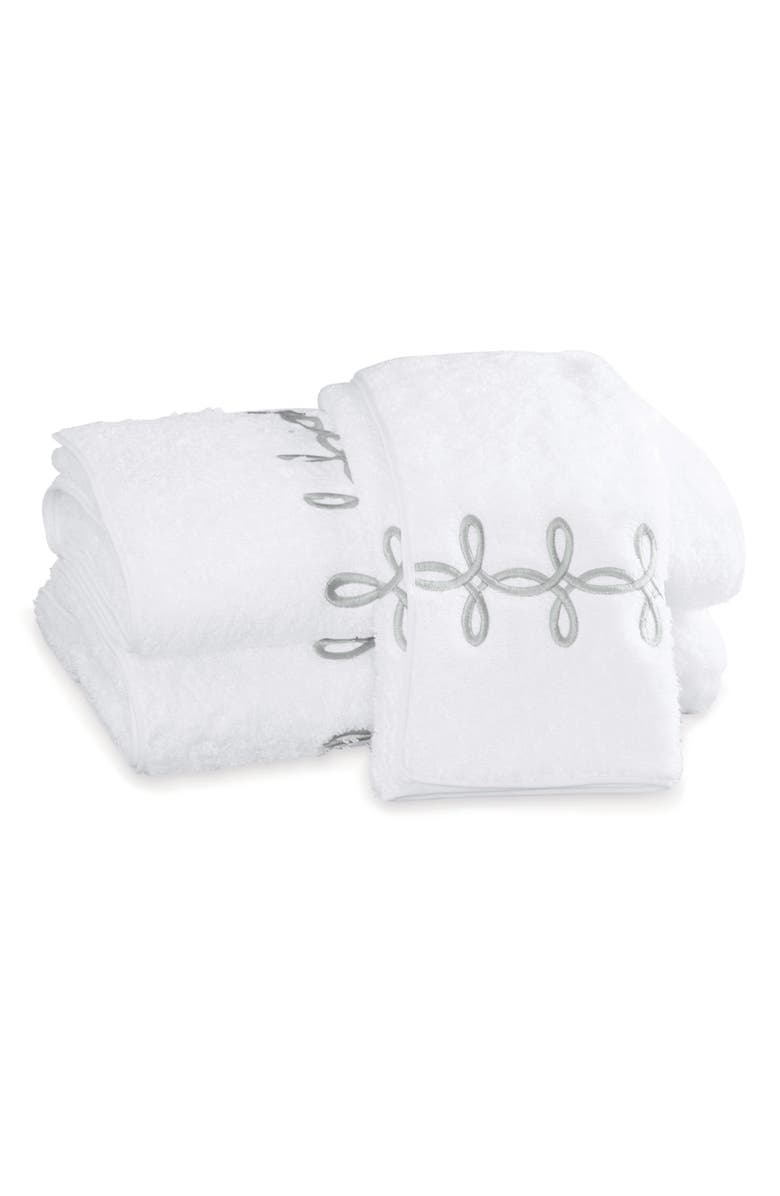 Matouk Gordian Knot Egyptian Cotton Wash Cloth, Main, color, Silver