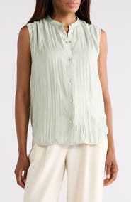 Vince Crinkled Band Collar Top