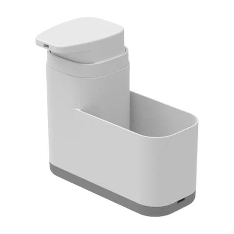 19 oz Clear Plastic Dish Soap Dispenser with Extended Sponge Holder and Drip Tray