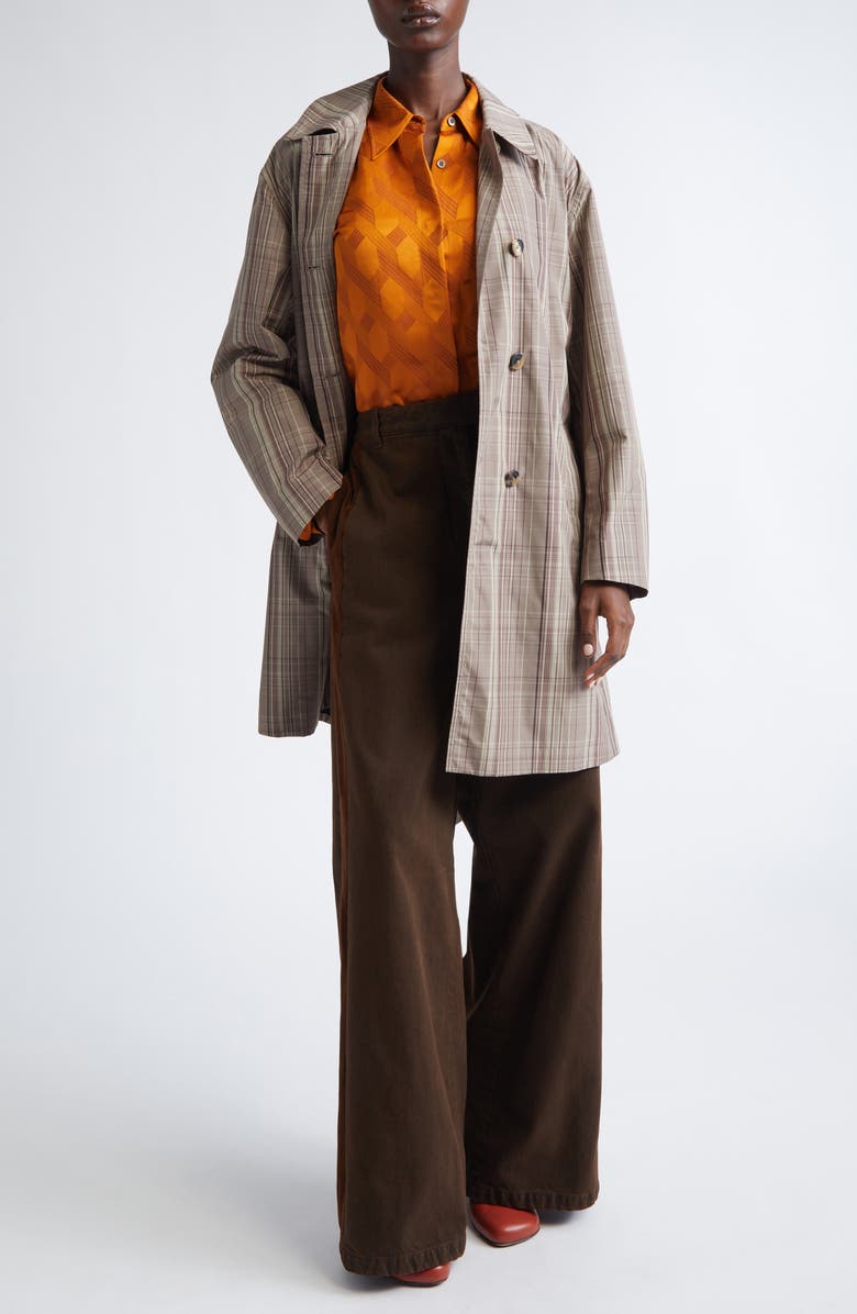 Dries Van Noten Ramblasa Plaid Belted Coat, Alternate, color, Beige