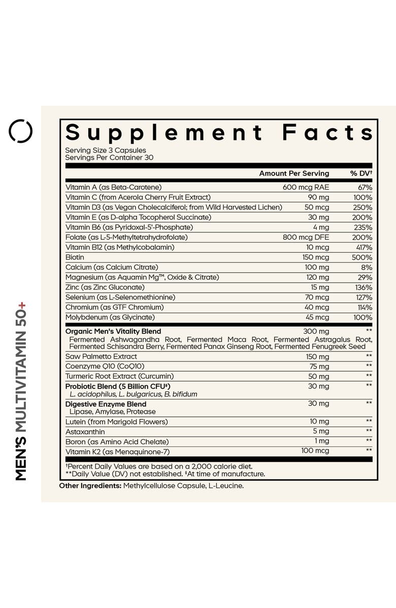 Codeage Men's Multivitamin 50+, Essential Minerals for Men Over 50, Alternate, color, Black