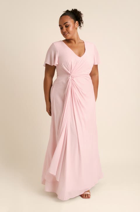 Knot Front Chiffon Bridesmaid Dress