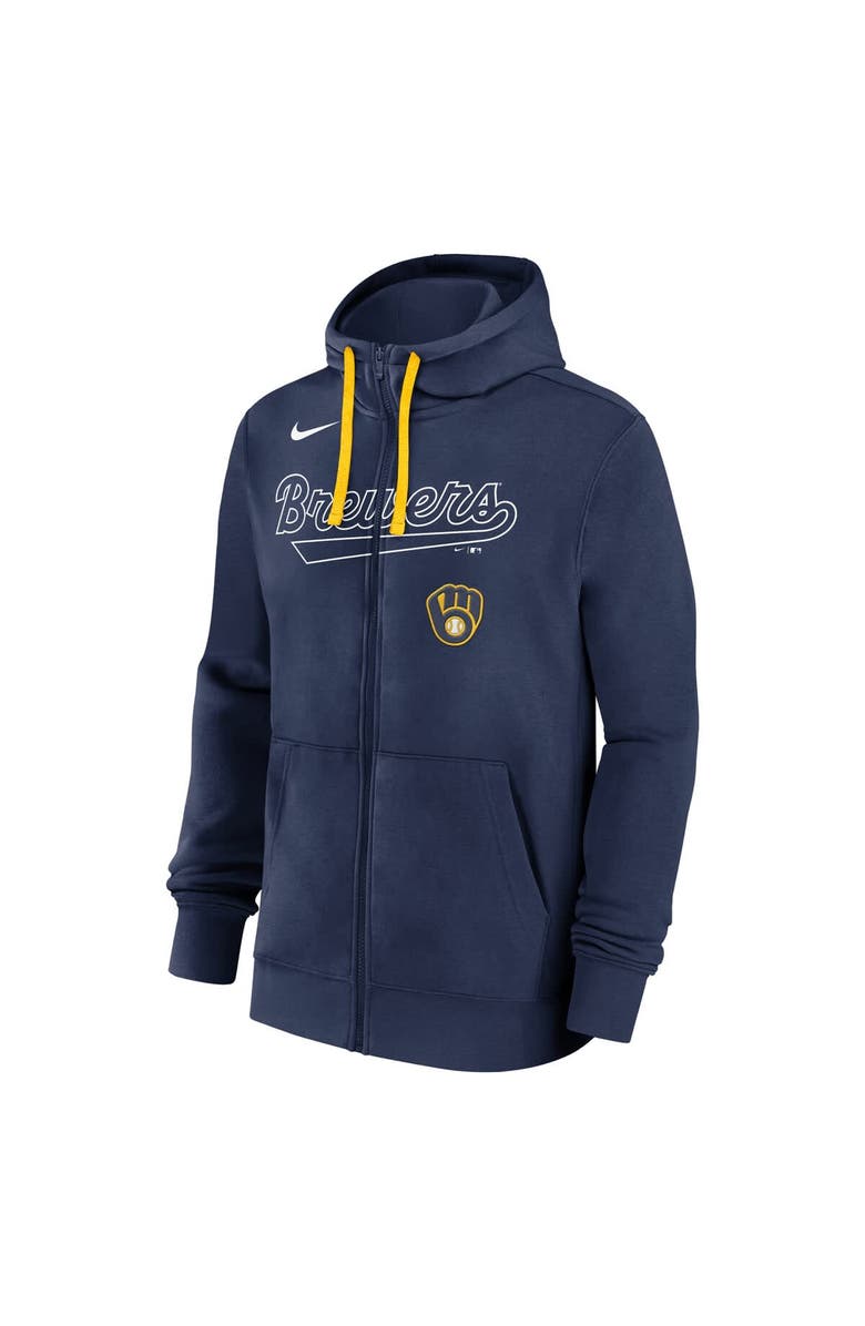 Nike Men's Nike Navy Milwaukee Brewers Knockout Script Full-Zip Hoodie, Alternate, color, Navy