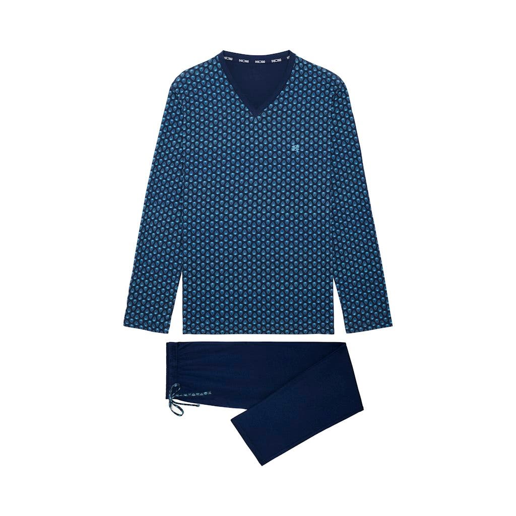 Hom Cairo Long Pajama Set In Blue
