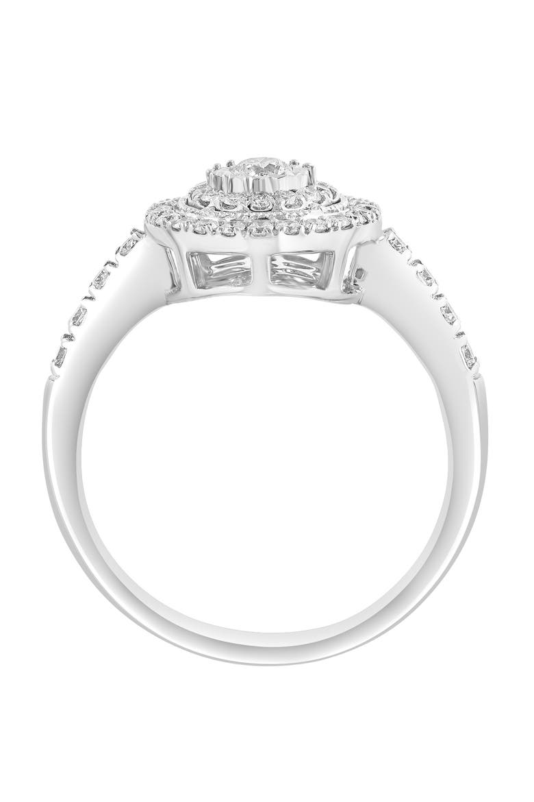 Petite Halo Diamond Ring in 14K White Gold, Alternate, color, Hematite and FW Blush Pearl