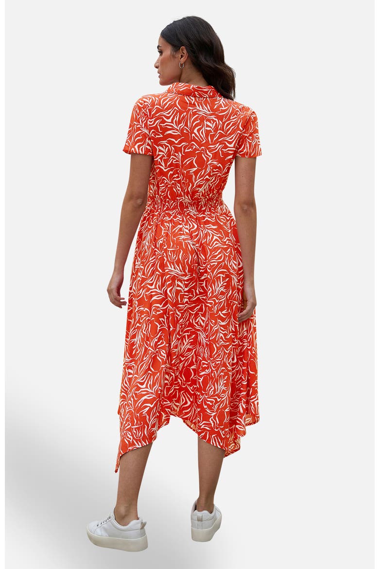 Printed Midi Ruched Shirt Dress, Alternate, color, Coral