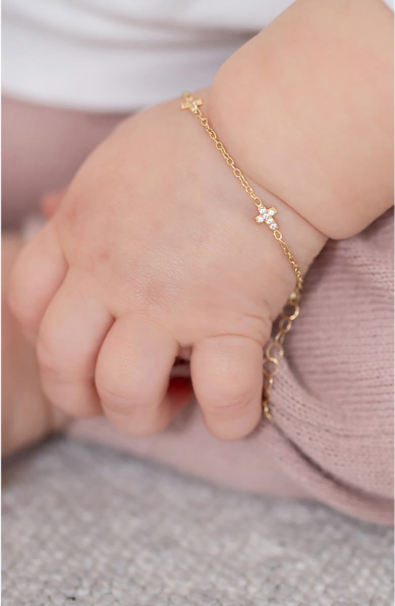 In Season Jewelry 14k Tiny Cross Link Bracelet, Alternate, color, Gold