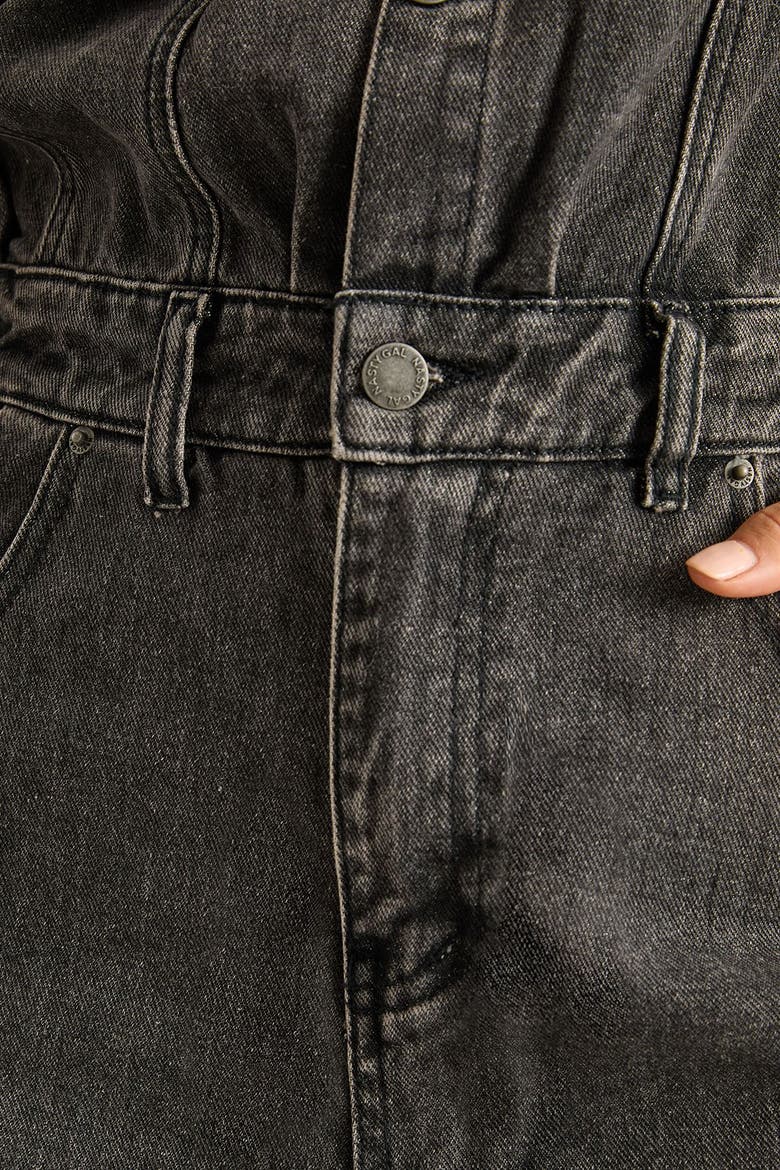 Denim Shoulder Pad Boilersuit, Alternate, color, Washed Black