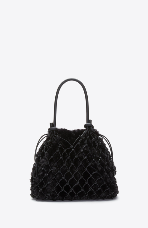3.1 Phillip Lim Faux Fur Macrame Mini Sac In Black