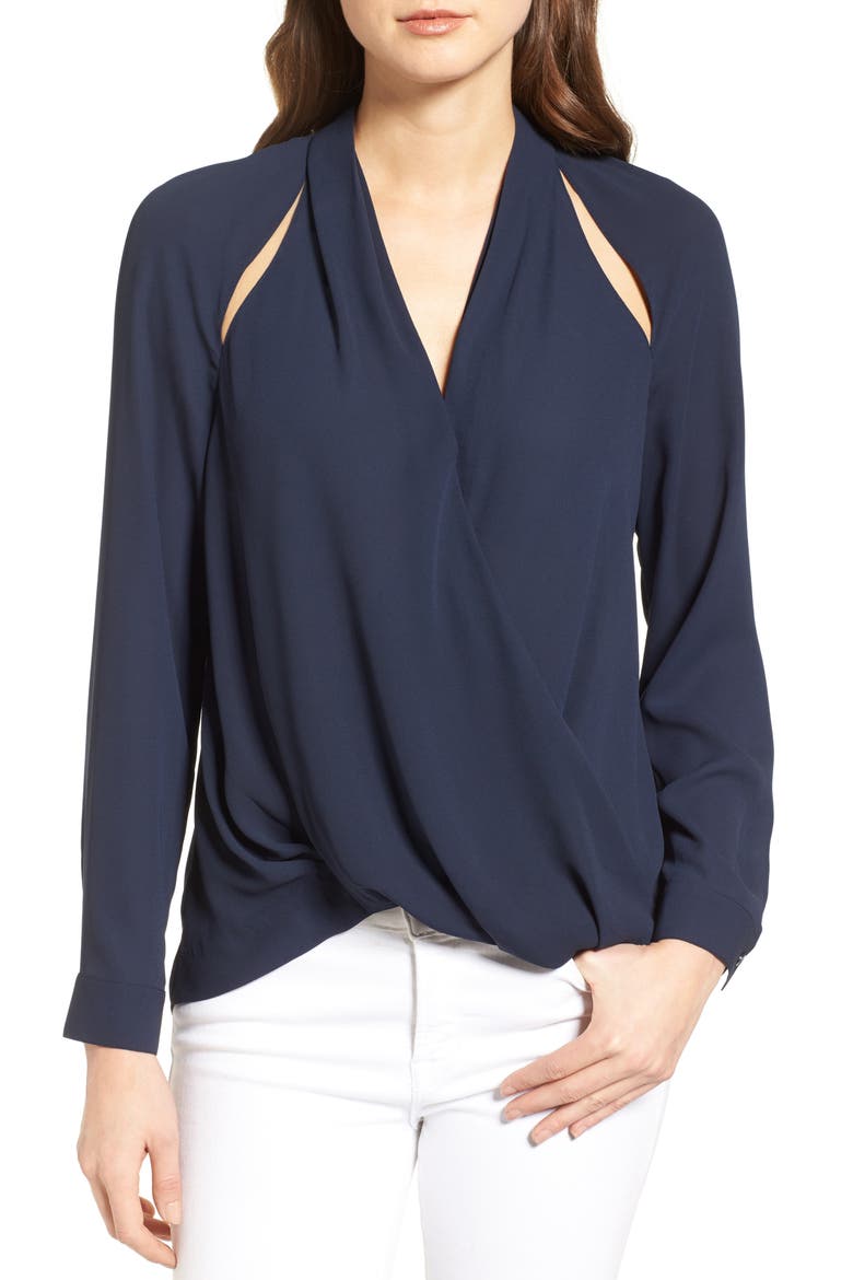 Cutout Surplice Top, Main, color, NAVY NIGHT