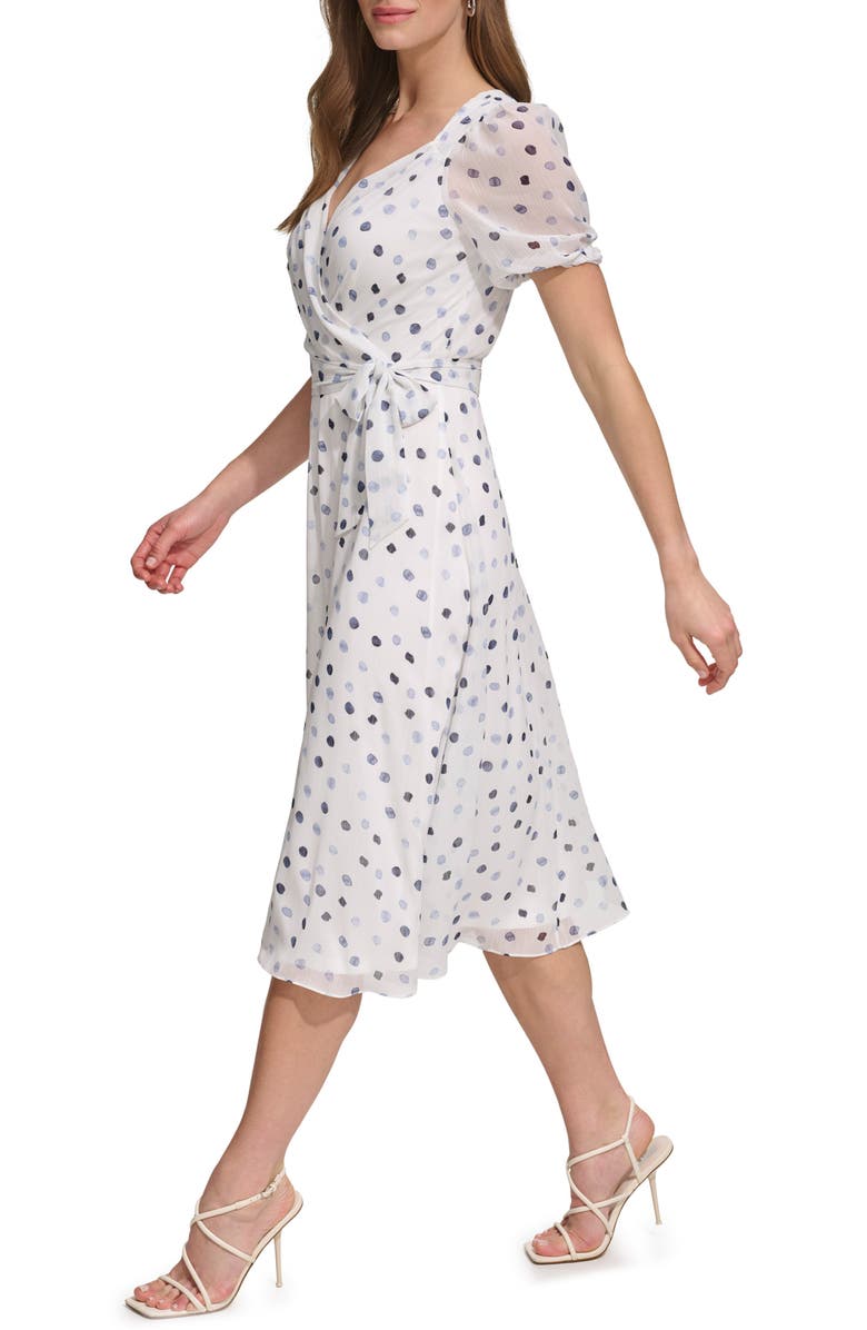 DKNY Polka Dot Fit & Flare Dress, Alternate, color, 