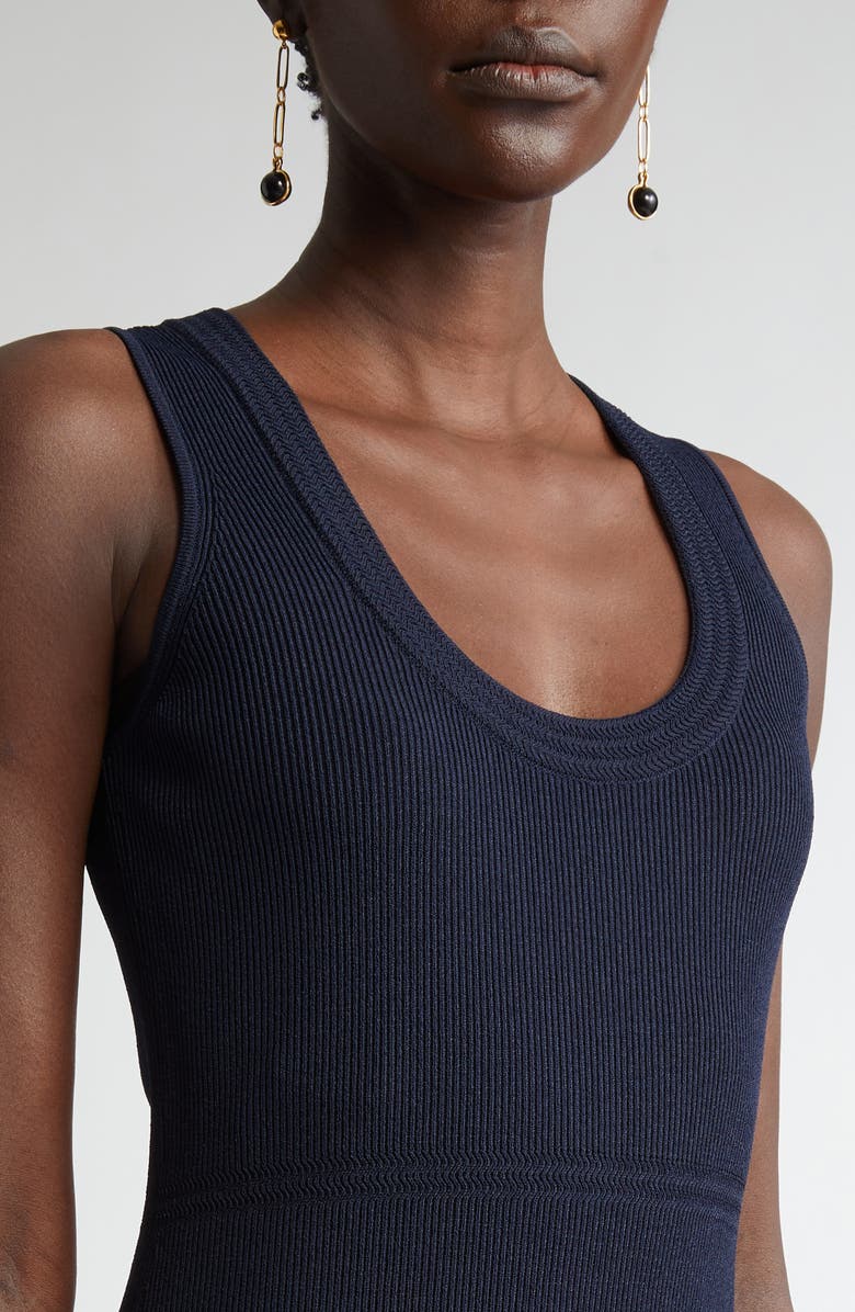 ST. JOHN Scoop Neck Fine Rib Tank Dress, Alternate, color, Midnight