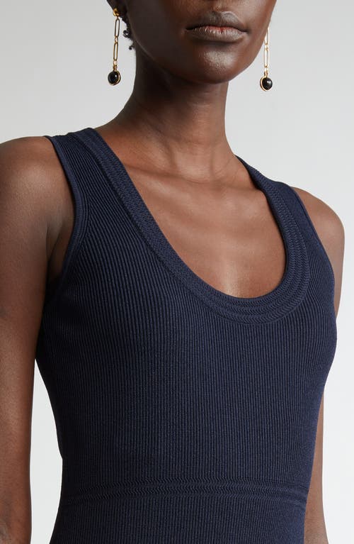St John St. John Collection Scoop Neck Fine Rib Tank Dress In Midnight