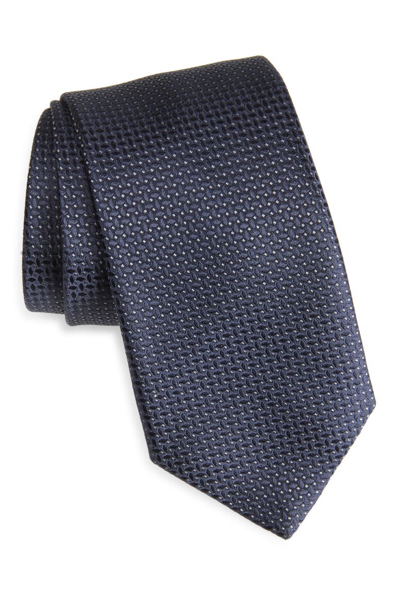Neat Silk Tie, Main, color, NAVY