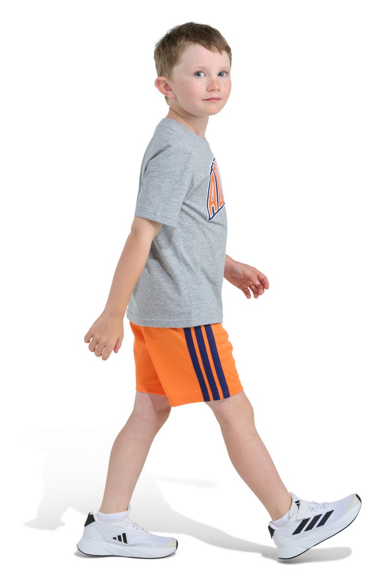 adidas Kids' Graphic Print T-Shirt & Shorts Set, Alternate, color, Grey With Orange
