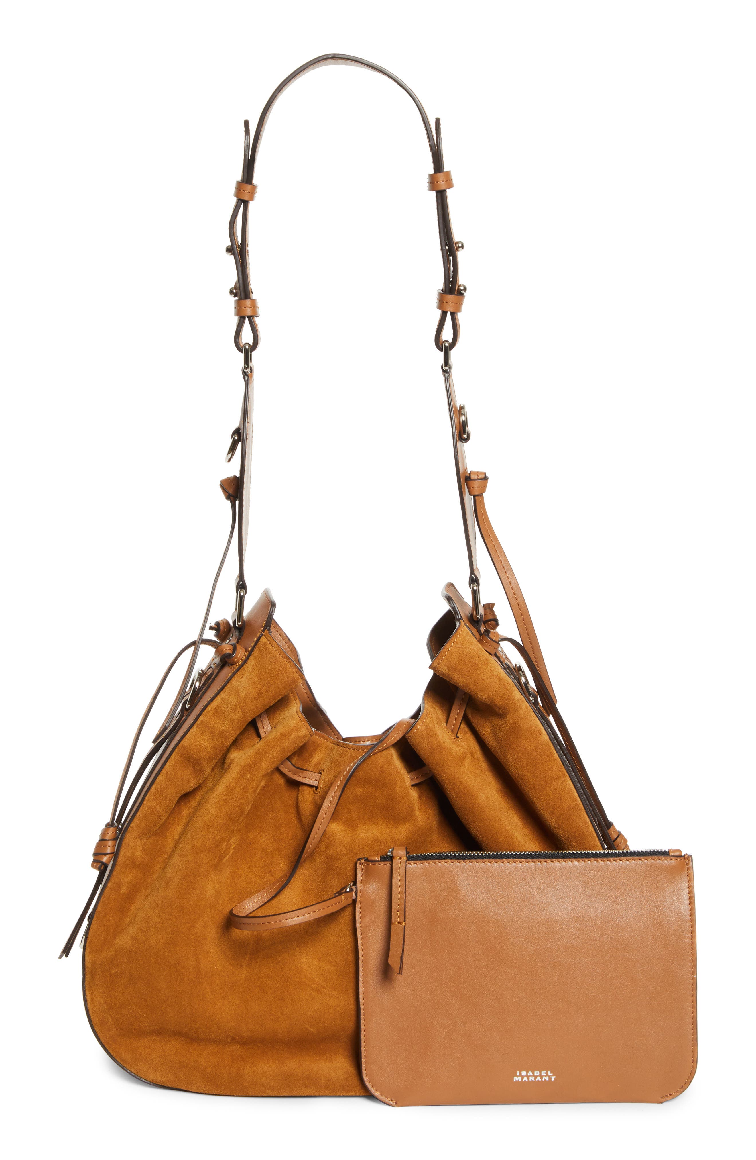 Isabel Marant Bolton Suede Hobo Bag, Alternate, color, Cognac