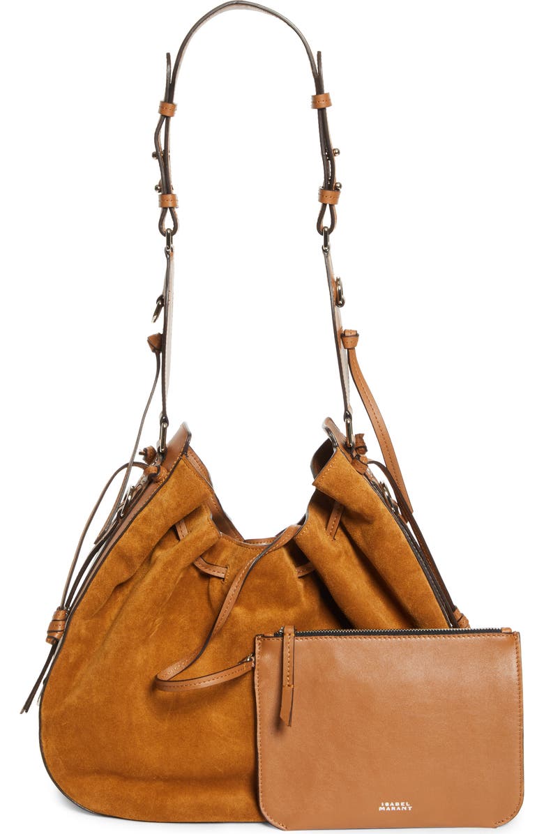 Isabel Marant Bolton Suede Hobo Bag, Alternate, color, Cognac