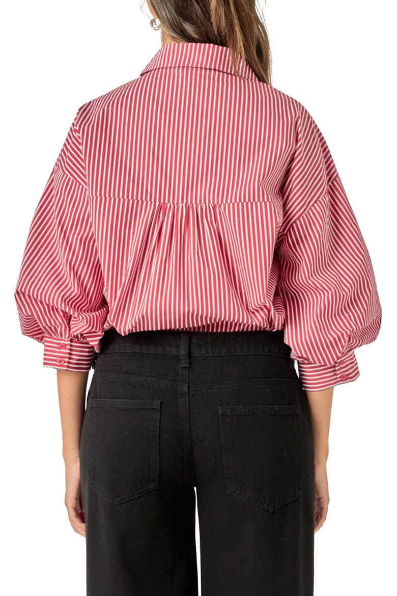 Stripe Balloon Sleeve Shirt, Alternate, color, BURGUNDY