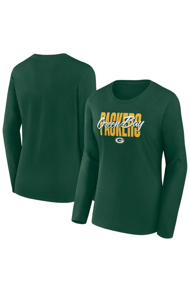 FANATICS Women's Fanatics Green Green Bay Packers Long Sleeve Scoop Neck T-Shirt, Main, color, Green