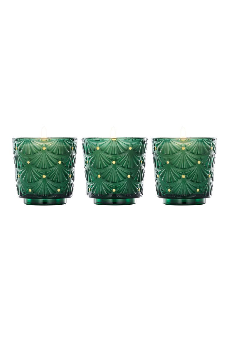 Noble Fir Garland Pedestal Candle Trio, Main, color, GREEN