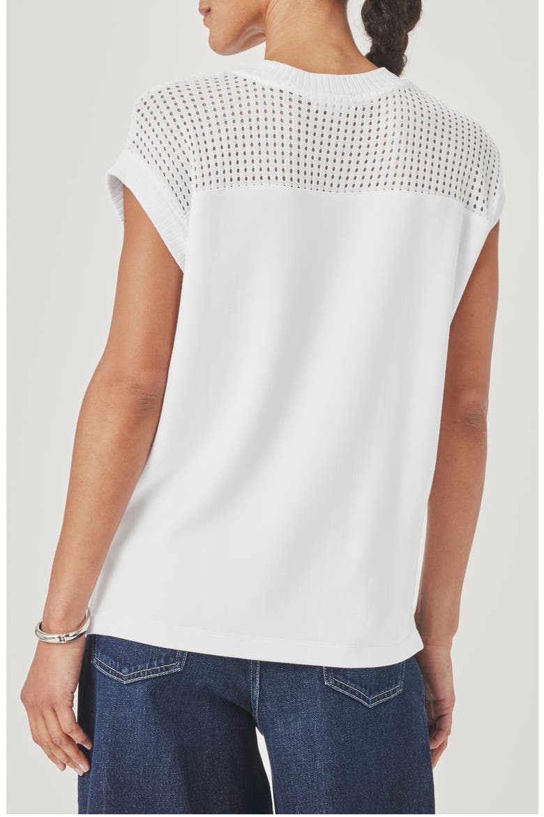 Jada Pointelle Cap Sleeve T-Shirt, Alternate, color, WHITE