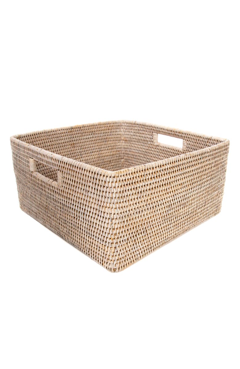 Artifacts Trading Company<sup>™</sup> Artifacts Rattan Square Storage Basket with Rounded Corners, Main, color, White Wash