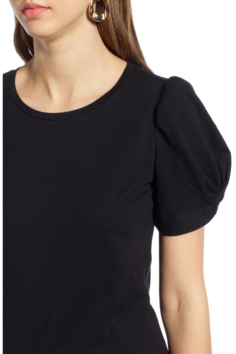 Twisted Puff Sleeve Tee, Alternate, color, BLACK