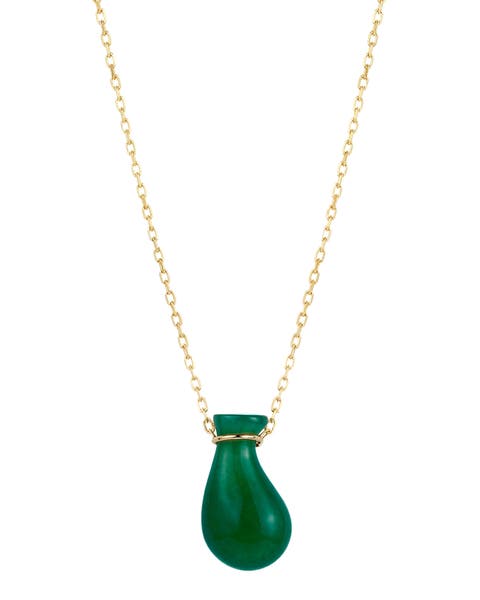 Fudai Green Jade Stone Pendant Necklace