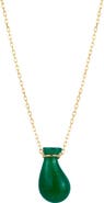 seree Fudai Green Jade Stone Pendant Necklace