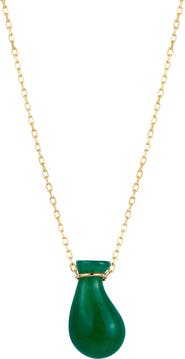 seree Fudai Green Jade Stone Pendant Necklace
