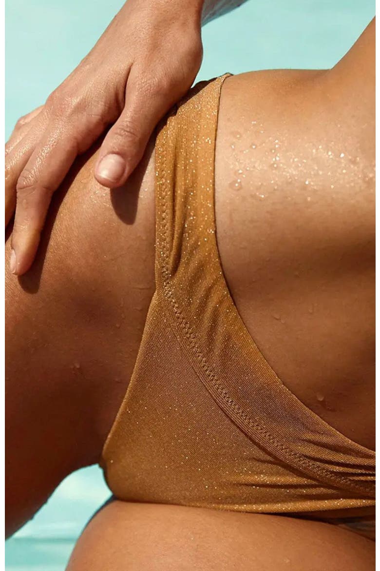 Amy Wide Waistband Bikini Bottom, Alternate, color, Gold