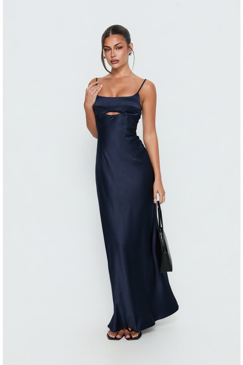 Powell Sleeveless Satin Gown, Alternate, color, NAVY