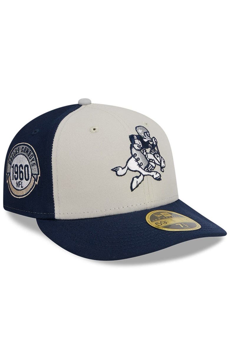 Men's New Era  Cream/Navy Dallas Cowboys 2023 Sideline Historic Low Profile 59FIFTY Fitted Hat, Main, color, Cream