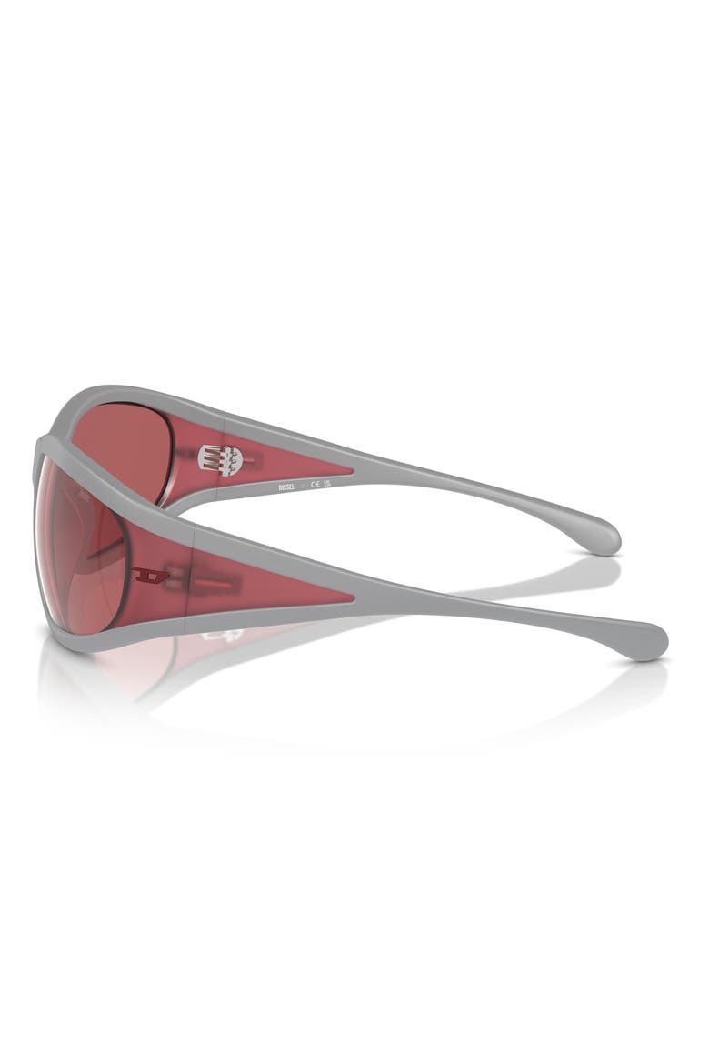 65mm Oversize Pillow Sunglasses, Alternate, color, MATTE GREY/ RED HIPER MIRROR