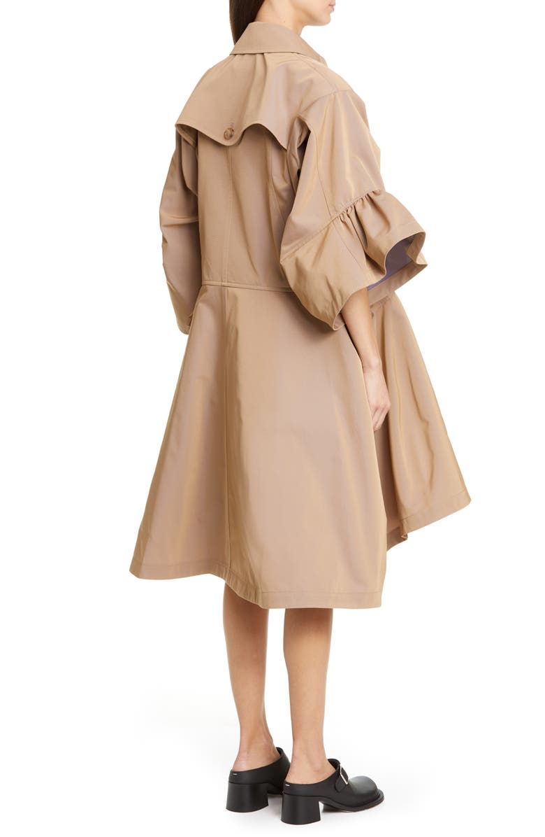Junya Watanabe Ruffle Sleeve Twill Trench Coat, Alternate, color, 