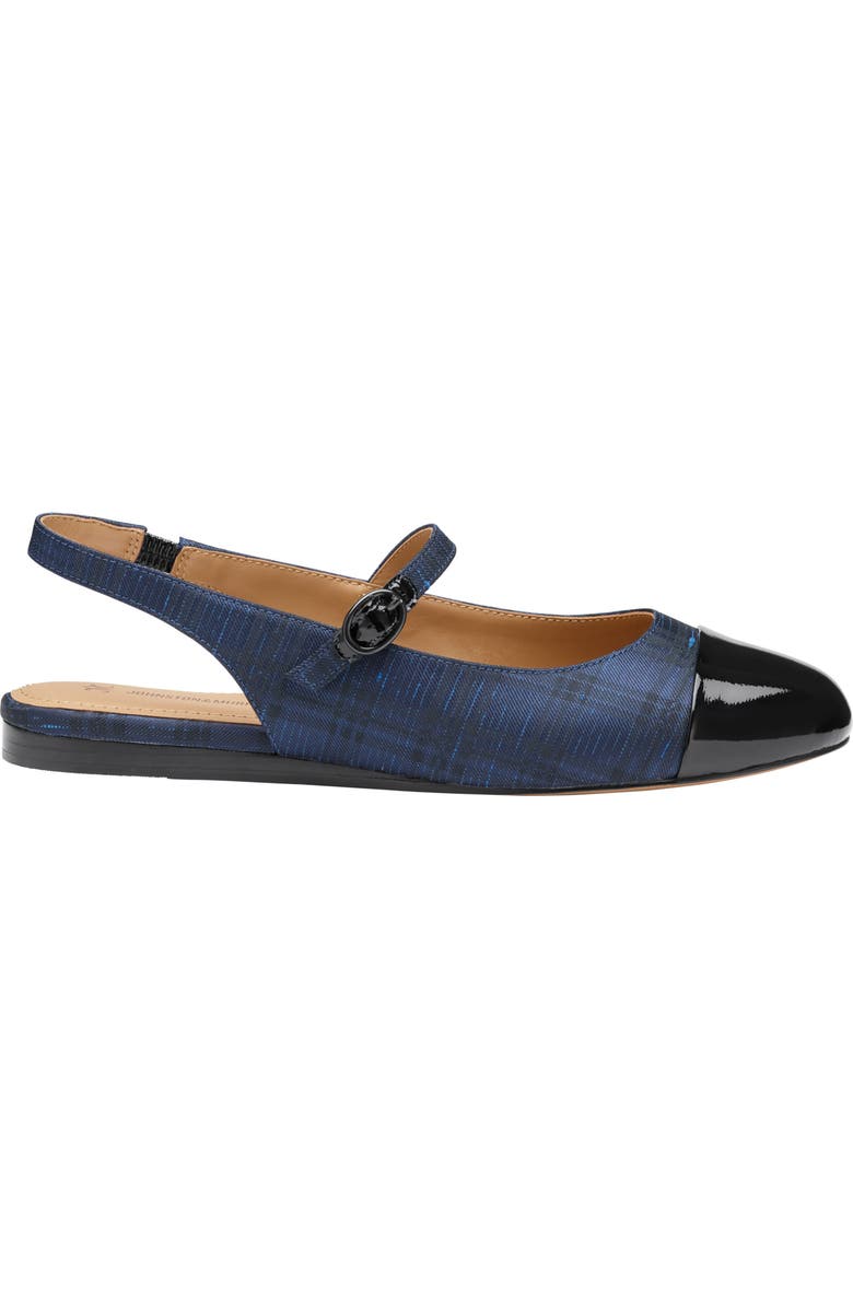 Johnston & Murphy Claire Mary Jane Slingback Flat, Alternate, color, Navy Plaid Black Leather