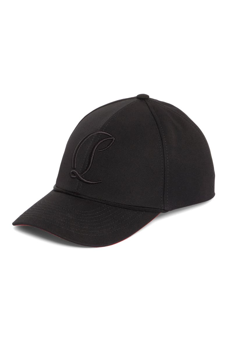 Mooncrest Embroidered Monogram Cotton Canvas Baseball Cap, Main, color, BLACK/ SILVER