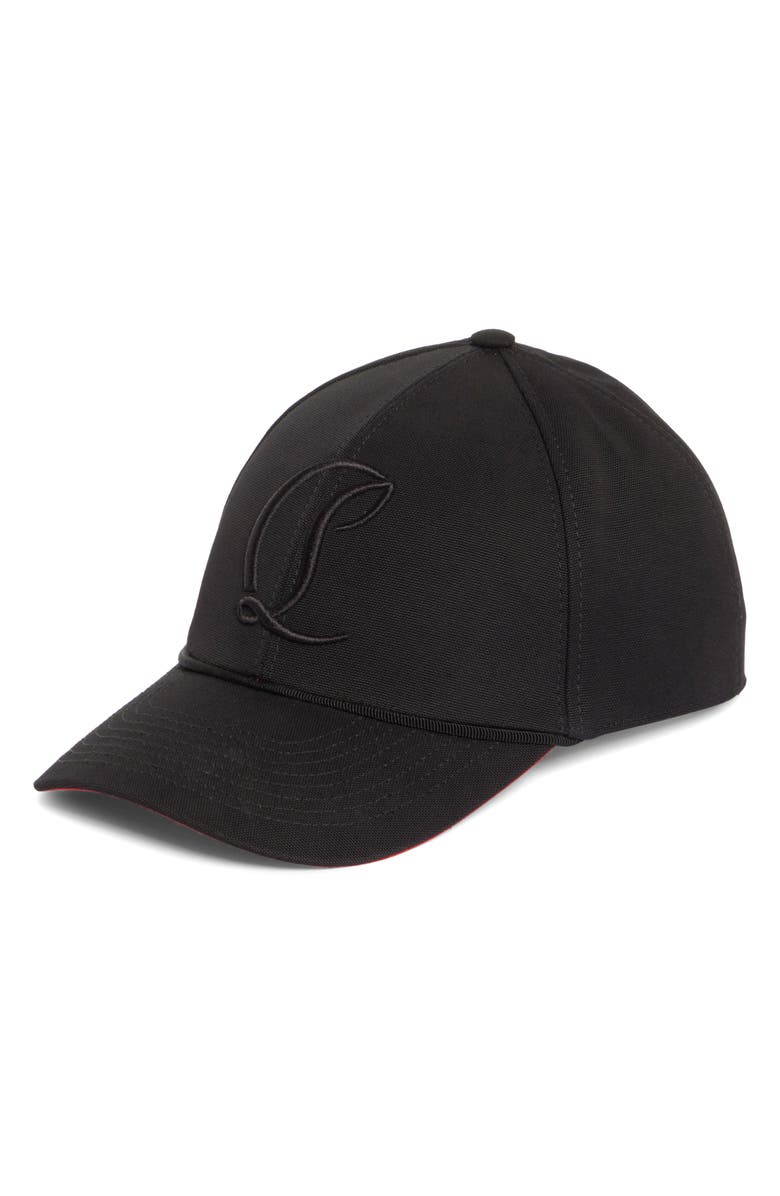 Christian Louboutin Mooncrest Embroidered Monogram Cotton Canvas Baseball Cap, Main, color, 