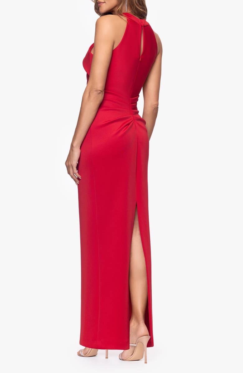 Xscape Evenings Pleated Sleeveless Scuba Gown, Alternate, color, Red
