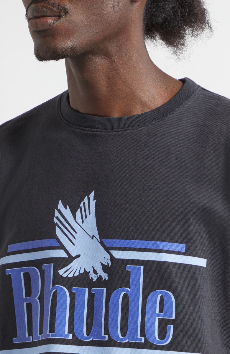 Rhude Rossa Graphic T-Shirt, Alternate, color, Vintage Black / Blue