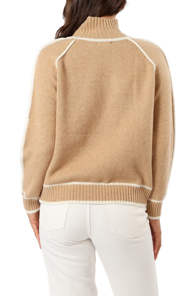 Petal & Pup Rylee Contrast Trim Mock Neck Sweater, Alternate, color, Camel