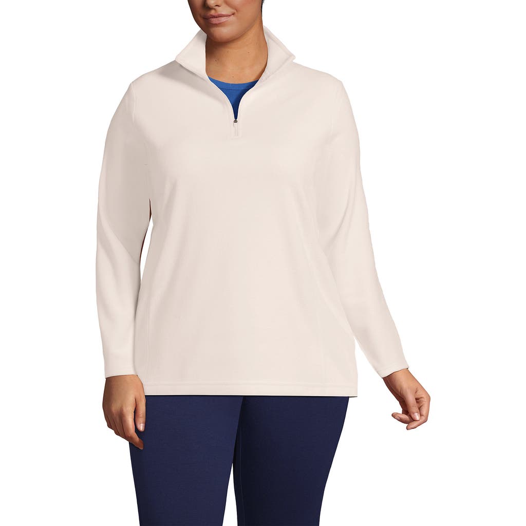 Lands' End Anyweather Fleece Quarter Zip Pullover In Neutral