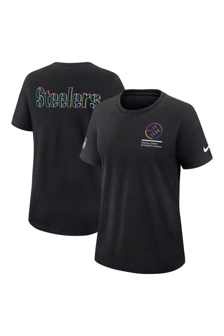 Women's Nike Black Pittsburgh Steelers 2025 NFL Crucial Catch Tri-Blend Dri-FIT T-Shirt, Alternate, color, Black