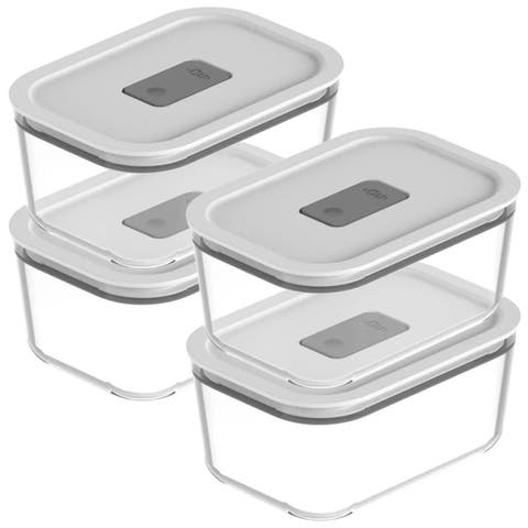 Stackable Airtight Glass Food Storage Container Set with Microwave Valve and Leak Proof Lid, 8 Piece