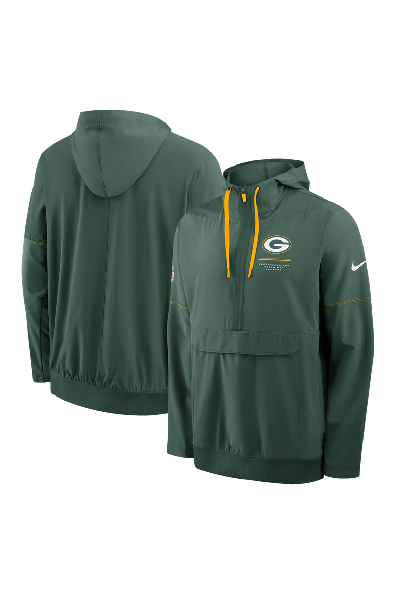 Men's Nike Green Green Bay Packers Sideline Logo Glory Anorak Half-Zip Hooded Jacket, Main, color, Green