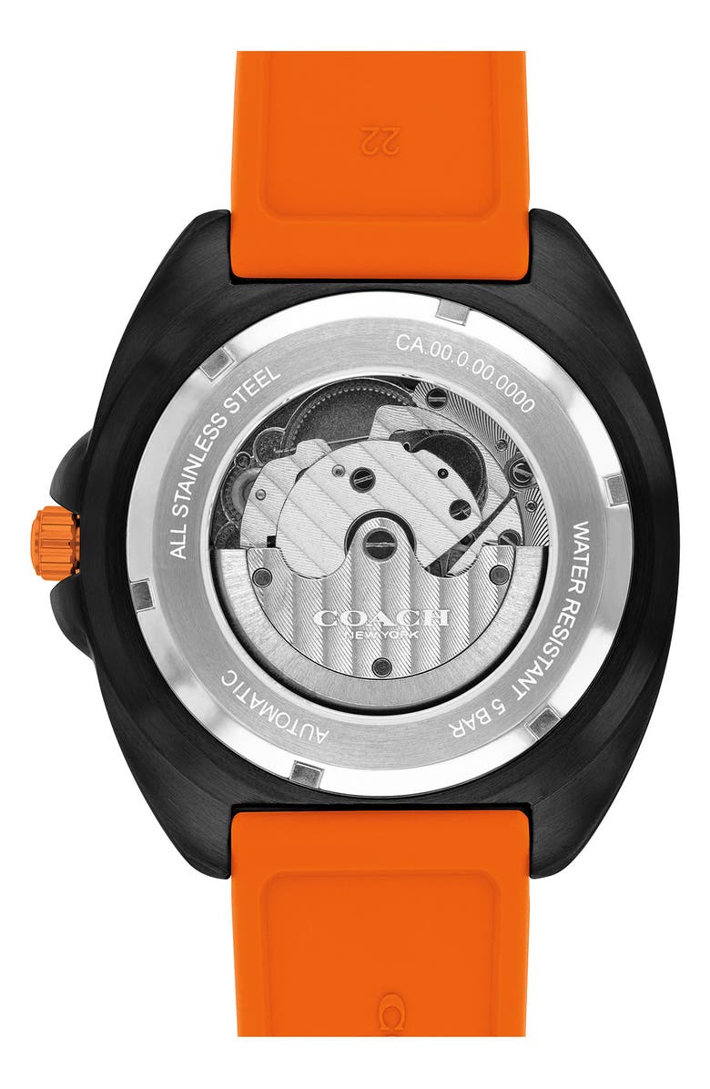 COACH Charter Silicone Strap Watch, 44.5mm, Alternate, color, Black/Orange